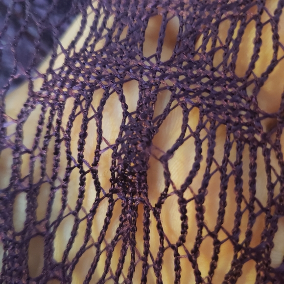 Zokai Lace Woven Purple Poncho Cape Fringe Trim - Picture 4 of 6